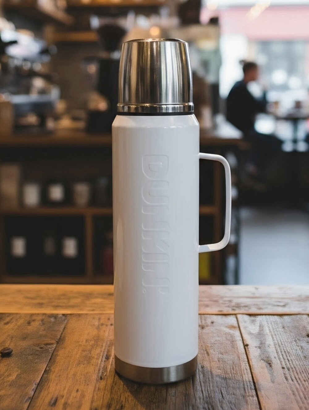 Dunkin Donuts Insulated Stainless Steel Travel Tumbler Thermos White. VGC